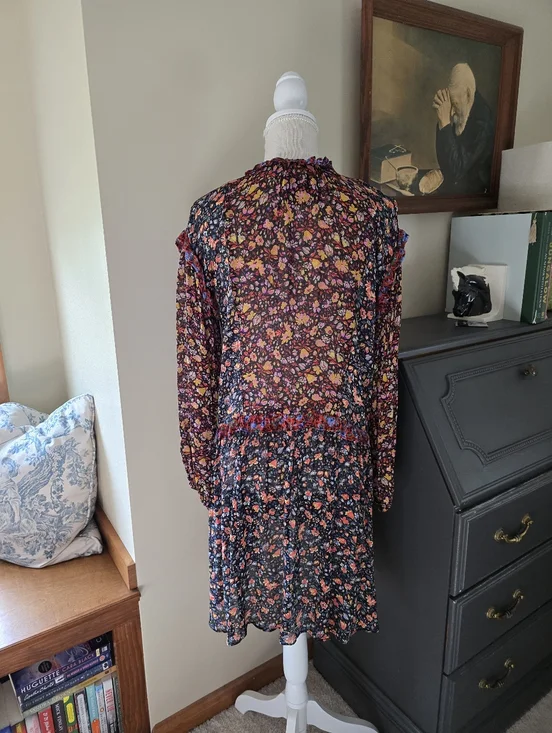 By Anthropologie Size Small Sheer Floral Ruffle Dress - Picture 7 of 13